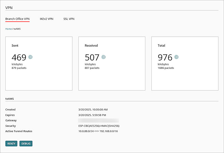Screenshot of WatchGuard Cloud BOVPN